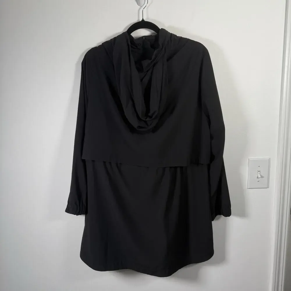J Jill Fit Black On the Go Layered Jacket Hidden Hood Travel Womens‎ Plus 2x